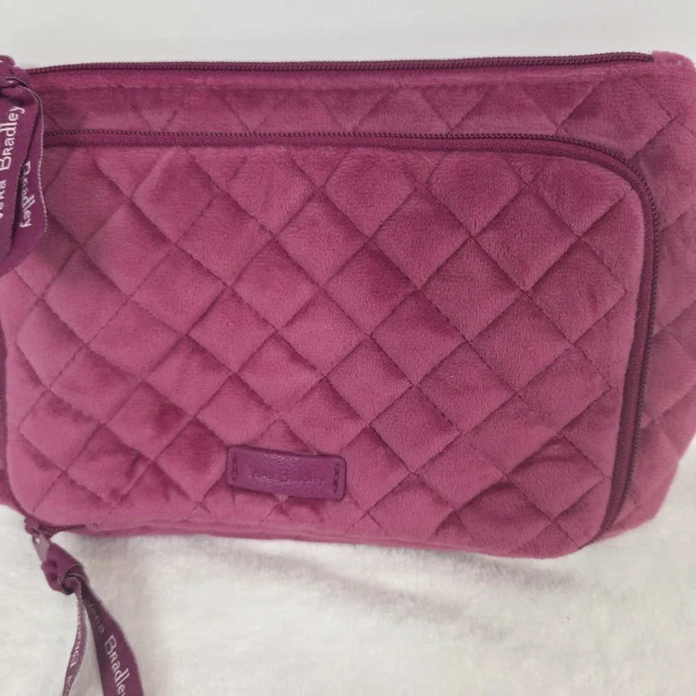 Vera Bradley‎ Compact Organizer Magenta Pink velvet case Makeup Zippered